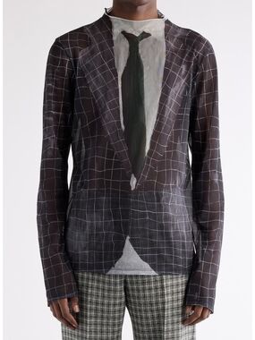 Acne Studios Elway Suit Trompe l'Oeil Print Long Sleeve Mesh T-Shirt